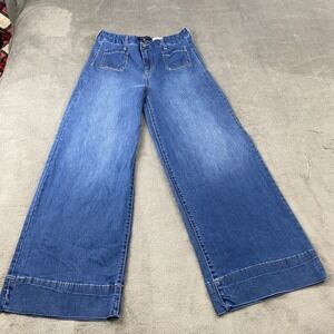 BCBGeneration High Rise Wide Leg Jeans Medium Wash Size 13/31‎ Y2k Boho Stretchy